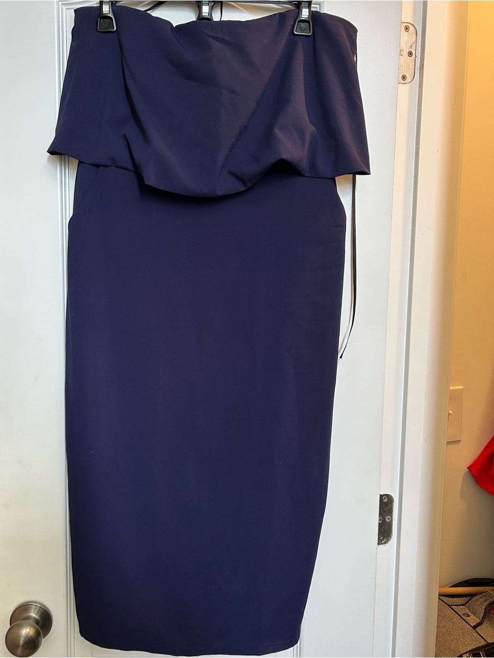 Lulu’s Strapless Navy Blue Midi Dress - Classic Evening Sheath